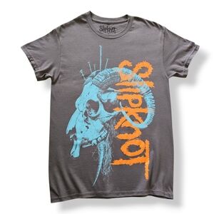 Slipknot Nailed Goat Gray, Orange & Blue Graphic Print T-Shirt Size Medium